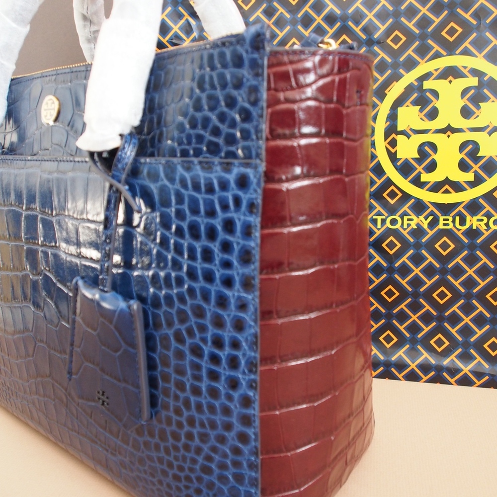 Tory Burch Parker Embossed Satchel Handbag Tote - Picture 1 of 8